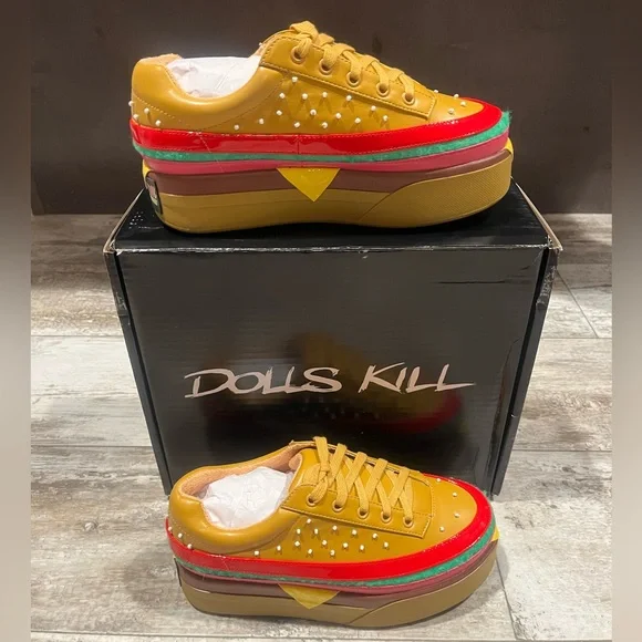 Current Mood Extra Cheese Plz Burger Sneakers Platform Vegan Leather Beaded